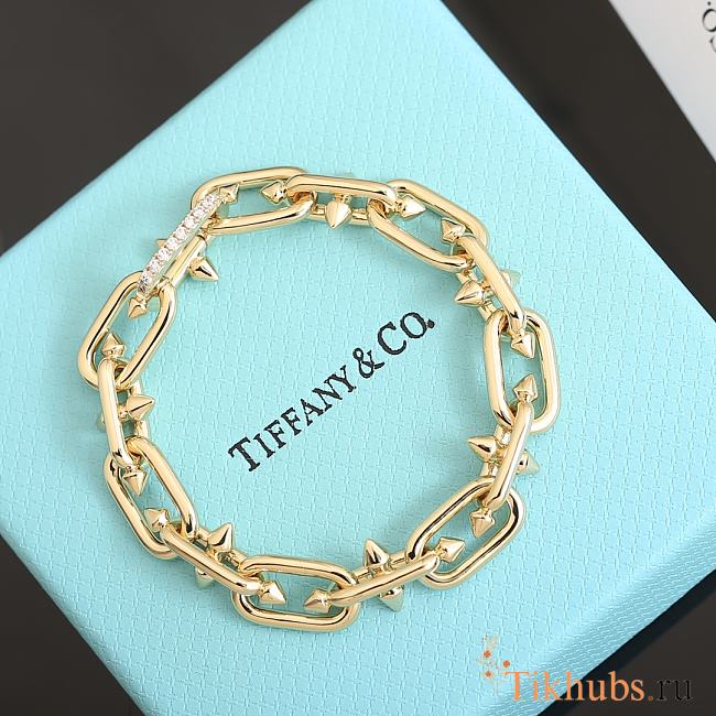 Tiffany Co Clasp Bracelet Gold with Diamonds - 1