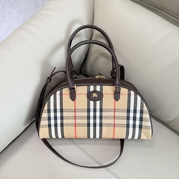 Burberry Highland Bowling Brown Top Handle Bag 33.5x12.5x17cm