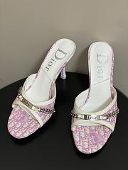 Dior Tricolor Canvas Pink Slide Sandals 10cm - 4
