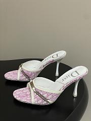 Dior Tricolor Canvas Pink Slide Sandals 10cm - 3