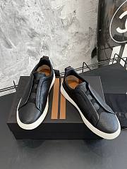 Zegna Black Deerskin Triples Sneakers - 1