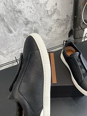 Zegna Black Deerskin Triples Sneakers - 4
