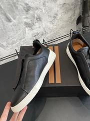 Zegna Black Deerskin Triples Sneakers - 3