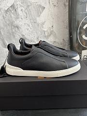Zegna Black Deerskin Triples Sneakers - 2