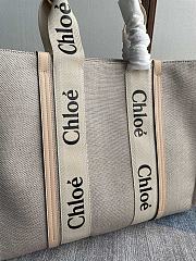 Chloe Large Woody Tote Bag Beige 45x33x13cm - 3