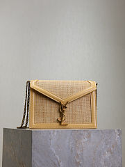 YSL Medium Raffia Cassandra Shoulder Bag Beige 22x17x5cm - 1