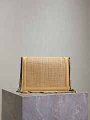 YSL Medium Raffia Cassandra Shoulder Bag Beige 22x17x5cm - 2