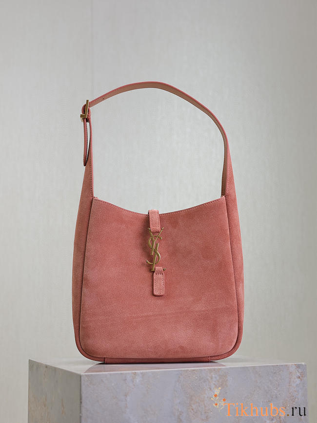 YSL Le 5 a 7 Supple Small Shoulder Bag Suede Pink 23x22x8.5cm - 1