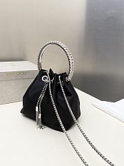 Jimmy Choo Bon Bon Crystal Satin Black Bag 16x15x9.5cm - 3