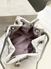 Jimmy Choo Bon Bon Crystal Satin White Bag 16x15x9.5cm - 6