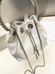 Jimmy Choo Bon Bon Crystal Satin White Bag 16x15x9.5cm - 4