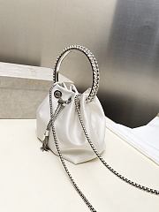 Jimmy Choo Bon Bon Crystal Satin White Bag 16x15x9.5cm - 3