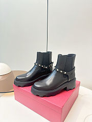 Valentino Garavani Rockstub Black Leather Boots - 1