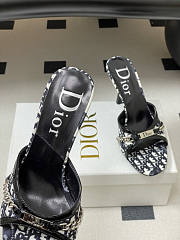 Dior Tricolor Canvas Blue Slide Sandals 10cm - 5
