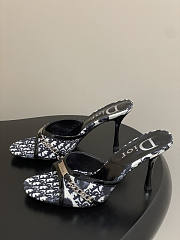 Dior Tricolor Canvas Blue Slide Sandals 10cm - 4