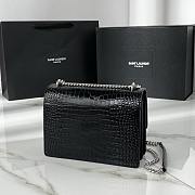 YSL Sunset Bag Crocodile Black Silver 22x8x16cm - 5