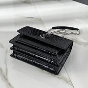 YSL Sunset Bag Crocodile Black Silver 22x8x16cm - 4