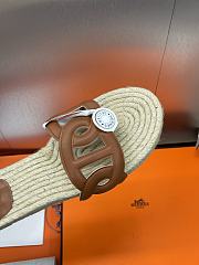 Hermes Famosa Leather Brown Sandal - 4