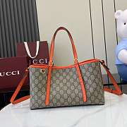 Gucci Emblem Medium Beige Orange Tote Bag 31x18.5x11.5cm - 1