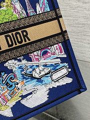 Dior Souvenir Large Dior Book Tote Raffia Blue 42cm - 4