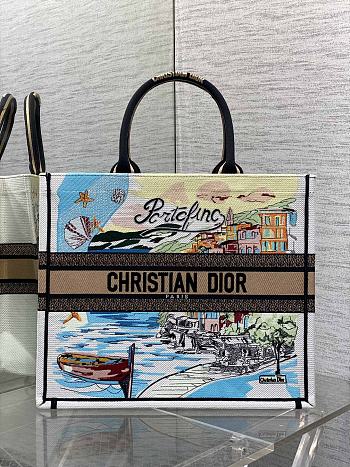 Dior Souvenir Large Dior Book Tote Raffia White 42cm