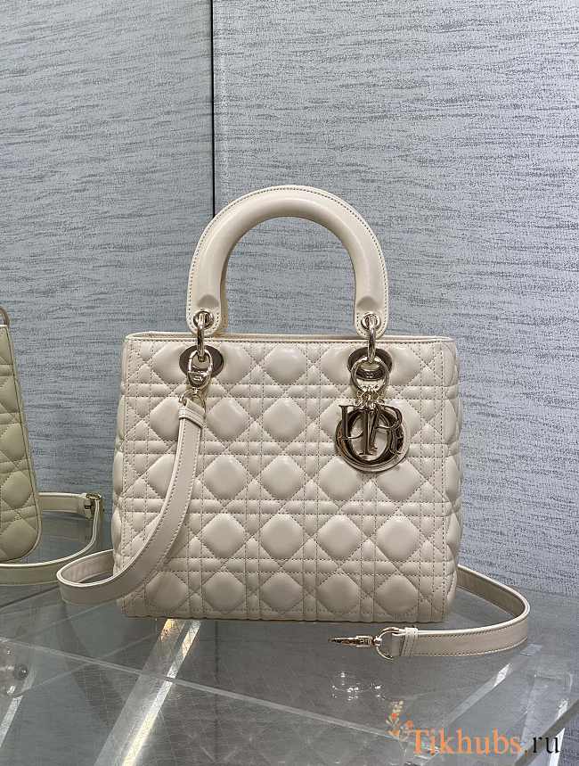 Dior Medium Lady Bag Cream Gold 24cm - 1