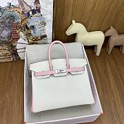 Hermes Birkin 25 Bag White Pink Silver Togo 25cm - 1