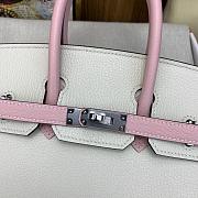 Hermes Birkin 25 Bag White Pink Silver Togo 25cm - 5