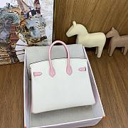 Hermes Birkin 25 Bag White Pink Silver Togo 25cm - 3