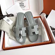 Hermes Oran Light Blue-Gray Epsom Slides - 1