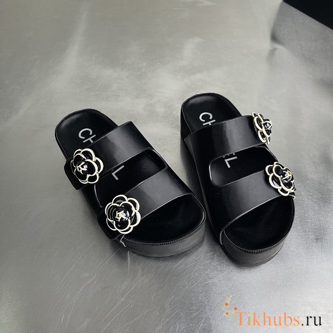 Chanel Camellia Black Sandals - 1
