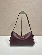 Prada Aimee Medium Leather Shoulder Bag Burgundy 31x18x10cm - 1