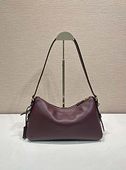 Prada Aimee Medium Leather Shoulder Bag Burgundy 31x18x10cm - 6