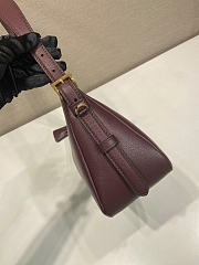 Prada Aimee Medium Leather Shoulder Bag Burgundy 31x18x10cm - 3