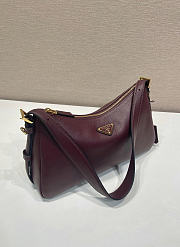 Prada Aimee Medium Leather Shoulder Bag Burgundy 31x18x10cm - 2