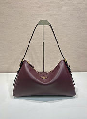 Prada Aimee Large Leather Shoulder Bag Burgundy 39x23x12cm - 1