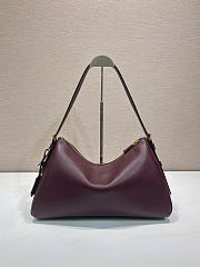 Prada Aimee Large Leather Shoulder Bag Burgundy 39x23x12cm - 5