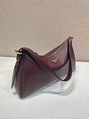 Prada Aimee Large Leather Shoulder Bag Burgundy 39x23x12cm - 3