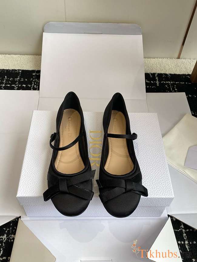 Dior Lovely-D Ballet Flat Black Satin - 1