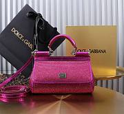 Dolce & Gabbana Small Rhinestone Sicily Tote Bag Pink 18x11x6cm - 1