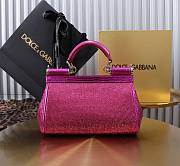 Dolce & Gabbana Small Rhinestone Sicily Tote Bag Pink 18x11x6cm - 3