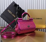 Dolce & Gabbana Small Rhinestone Sicily Tote Bag Pink 18x11x6cm - 2