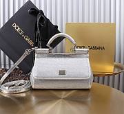 Dolce & Gabbana Small Rhinestone Sicily Tote Bag Silver 18x11x6cm - 1