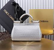 Dolce & Gabbana Small Rhinestone Sicily Tote Bag Silver 18x11x6cm - 4