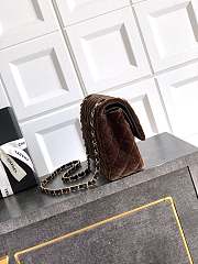 Chanel Flap Bag Velvet Gold Dark Brown 25cm - 4
