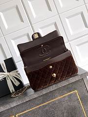 Chanel Flap Bag Velvet Gold Dark Brown 25cm - 2