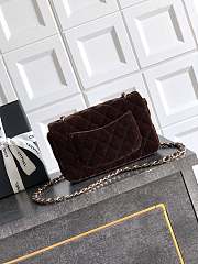 Chanel Flap Bag Velvet Gold Dark Brown 20cm - 4