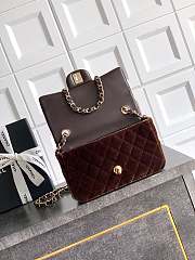 Chanel Flap Bag Velvet Gold Dark Brown 20cm - 3