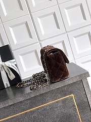 Chanel Flap Bag Velvet Gold Dark Brown 20cm - 2