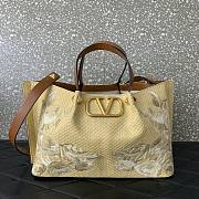 Valentino Medium Shopping Bag Raffia With Floral 35x25x17cm - 1